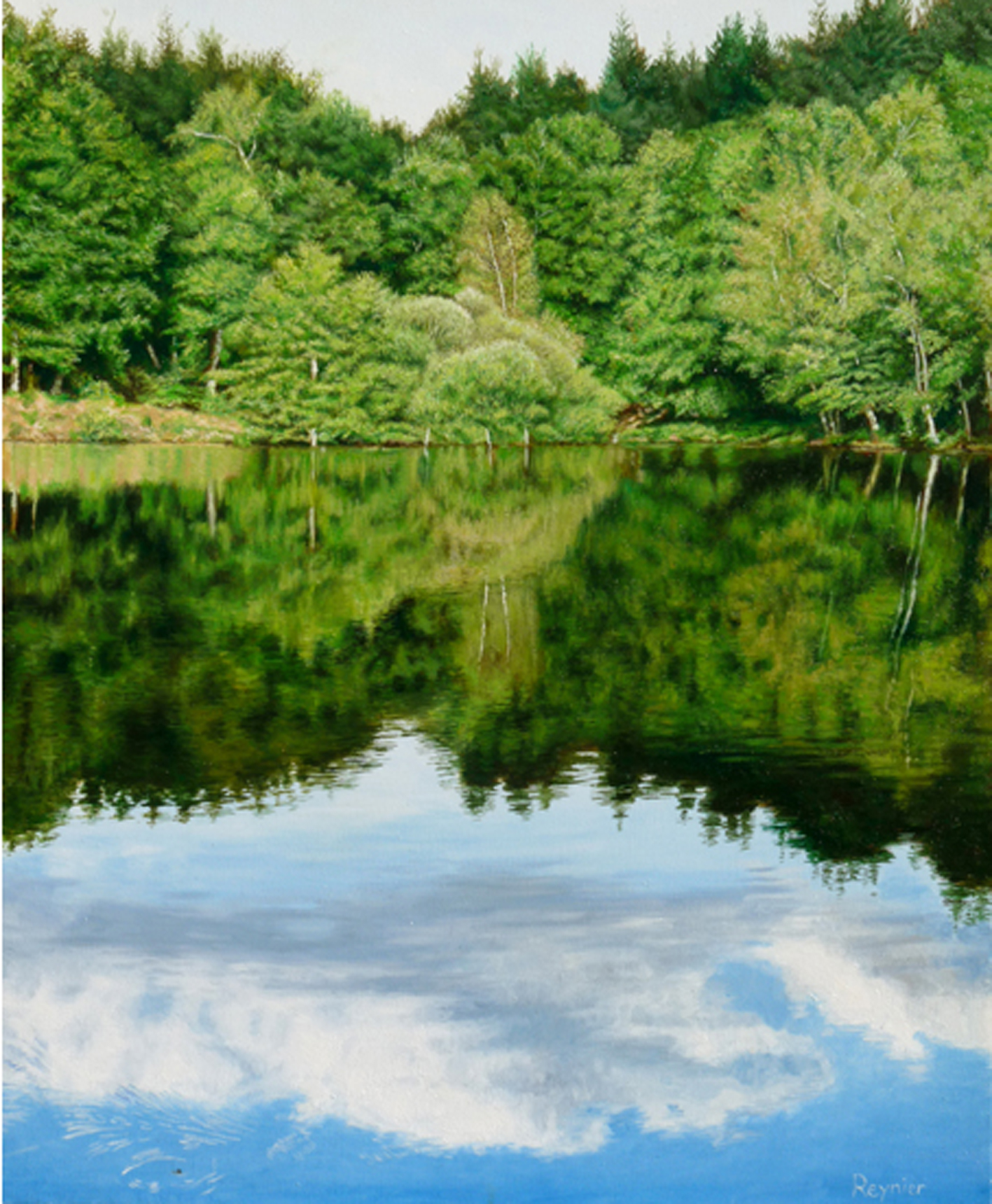 2025 REYNIER Huile sur toile L'étang 38X46