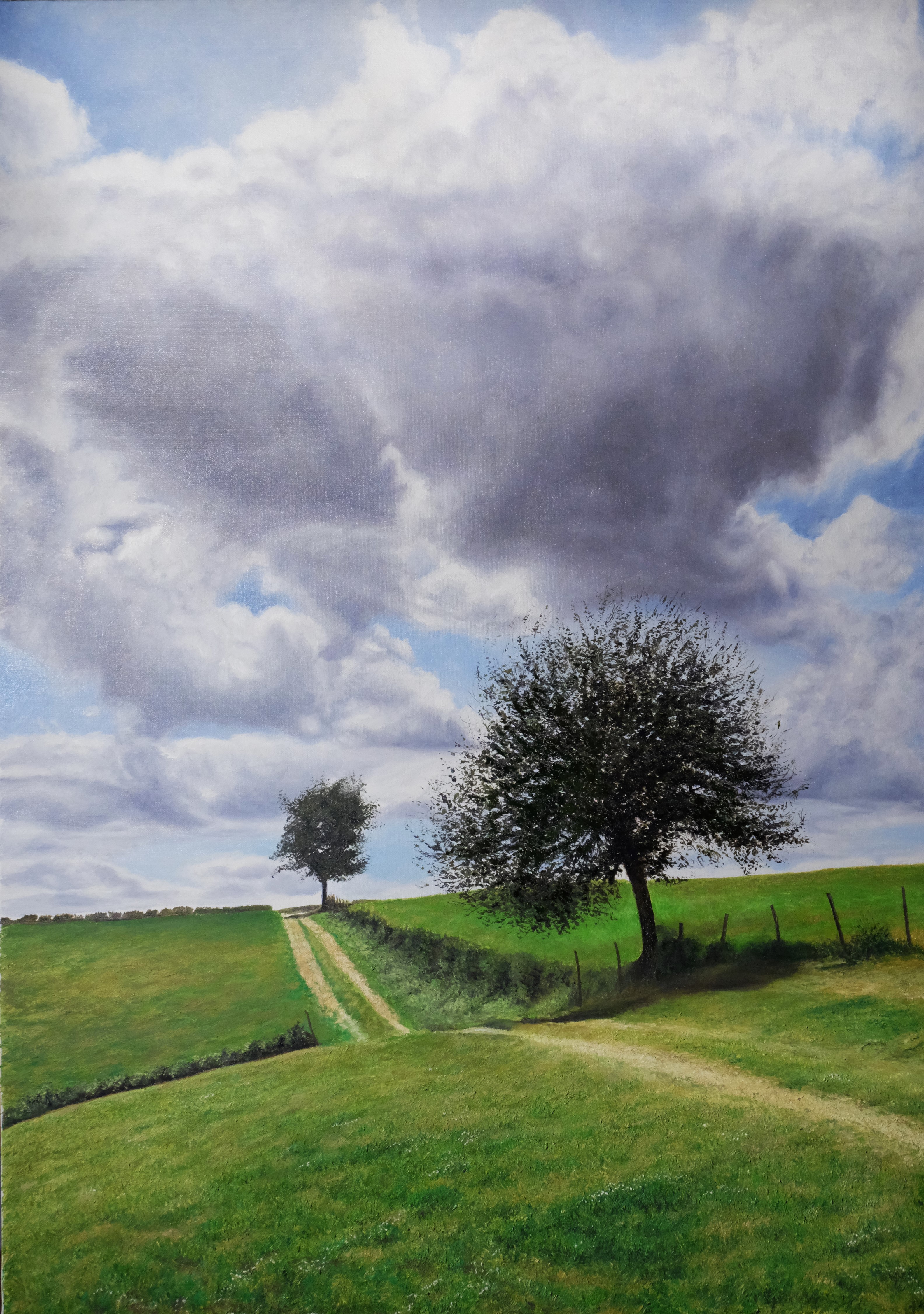 2025 REYNIER Huile sur toile Paysage aux deux arbres 116X90